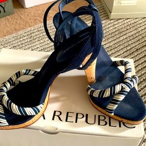 Banana Recipe Navy Nautical Sandal Heel